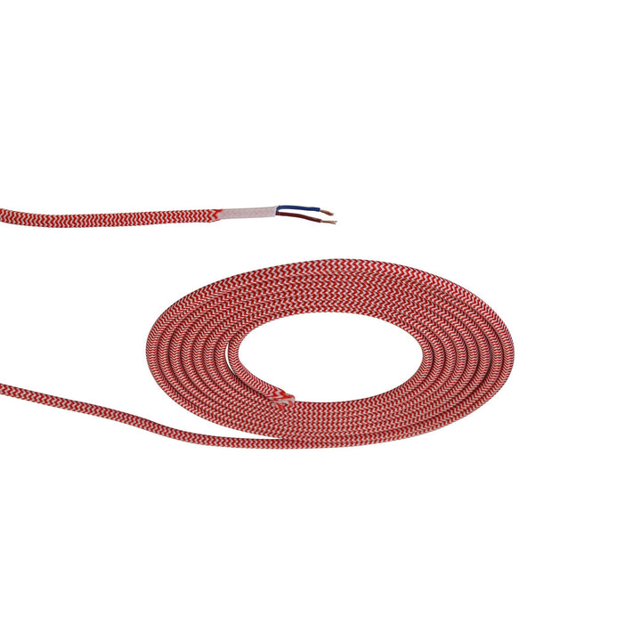 Nelson Lighting NL8087/M9 Apollo 1m Red & White Wave Stripes Braided 2 Core 0.75mm Cable VDE Approved