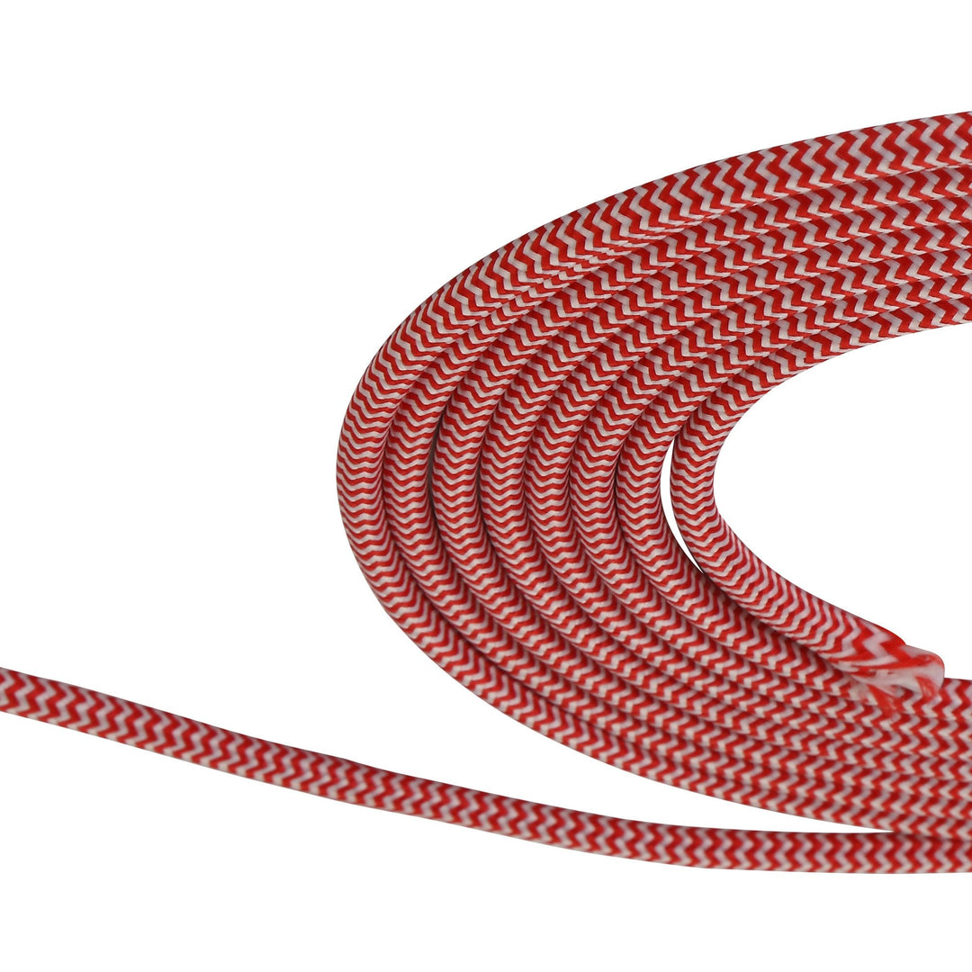 Nelson Lighting NL8087/M9 Apollo 1m Red & White Wave Stripes Braided 2 Core 0.75mm Cable VDE Approved