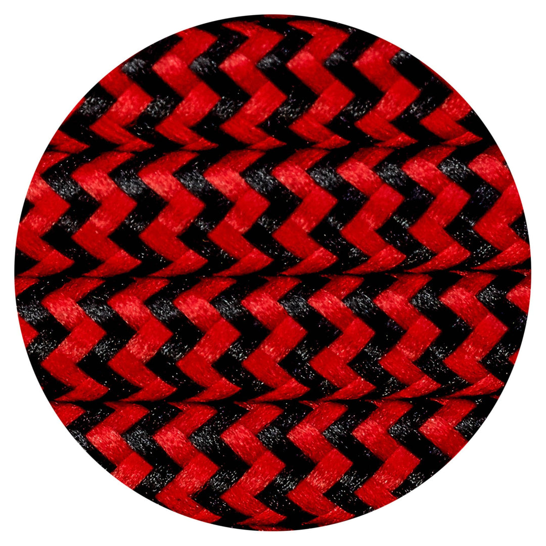 Nelson Lighting NL80889 Apollo 25m Roll Red & Black Wave Stripes Braided 2 Core 0.75mm Cable VDE Approved