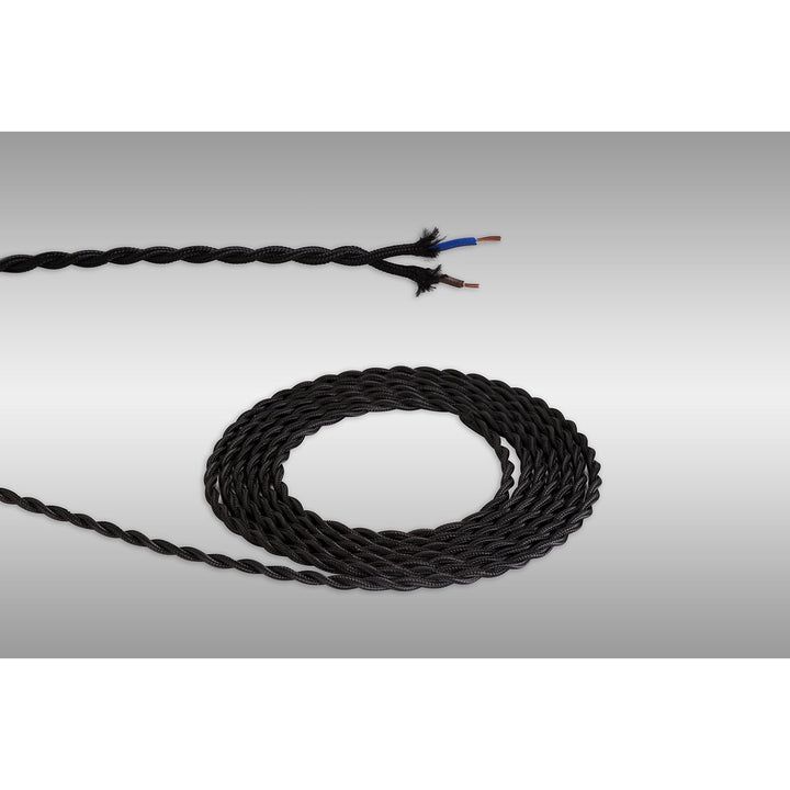 Nelson Lighting NL8090/M9 Apollo 1m Black Braided Twisted 2 Core 0.75mm Cable VDE Approved