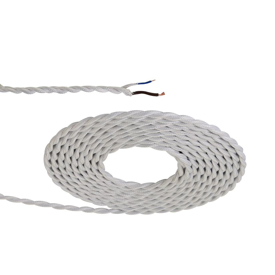Nelson Lighting NL8091/M9 Apollo 1m White Braided Twisted 2 Core 0.75mm Cable VDE Approved
