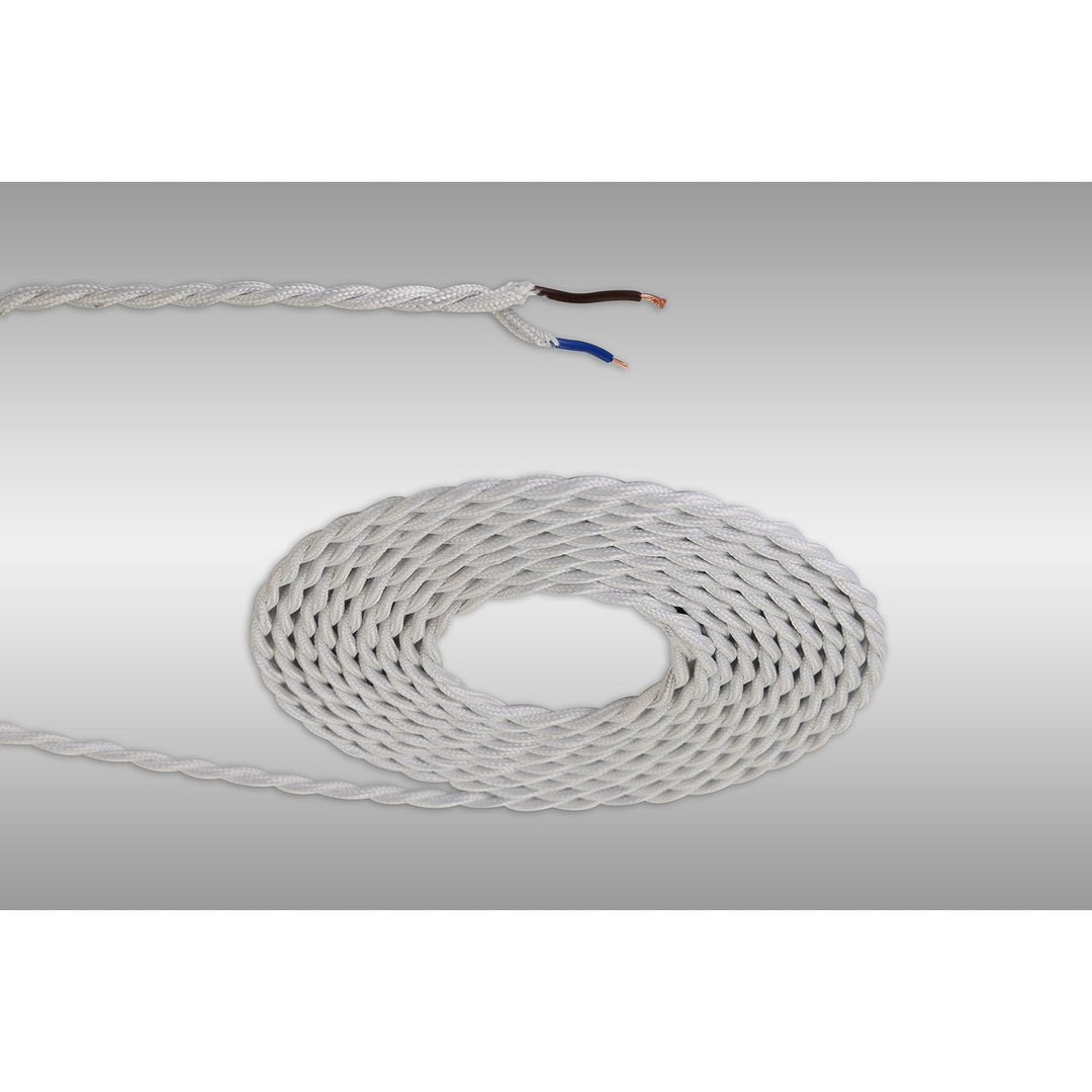 Nelson Lighting NL8091/M9 Apollo 1m White Braided Twisted 2 Core 0.75mm Cable VDE Approved