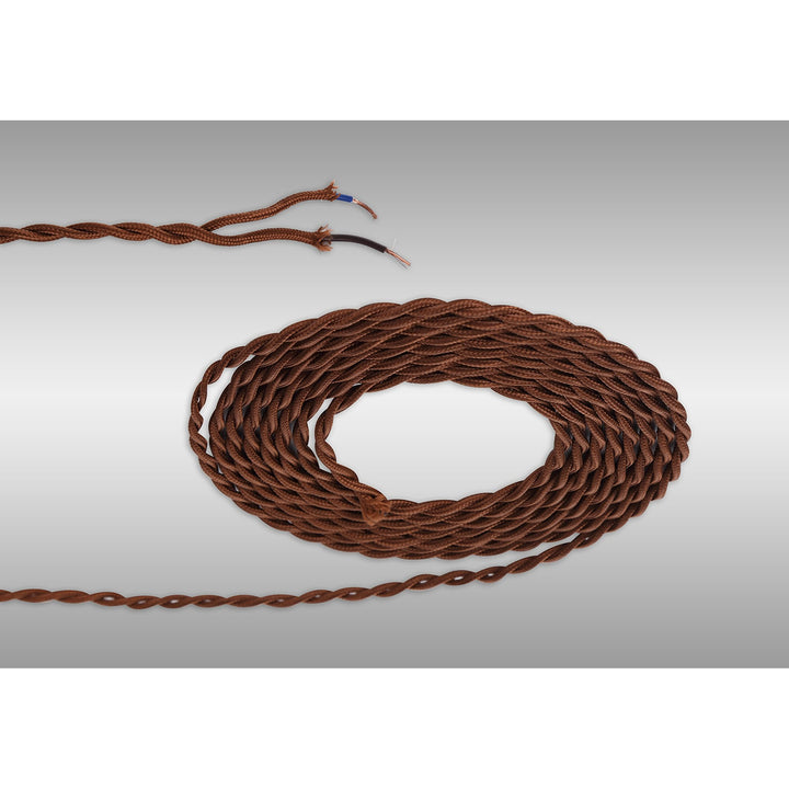 Nelson Lighting NL8094/M9 Apollo 1m Dark Brown Braided Twisted 2 Core 0.75mm Cable VDE Approved