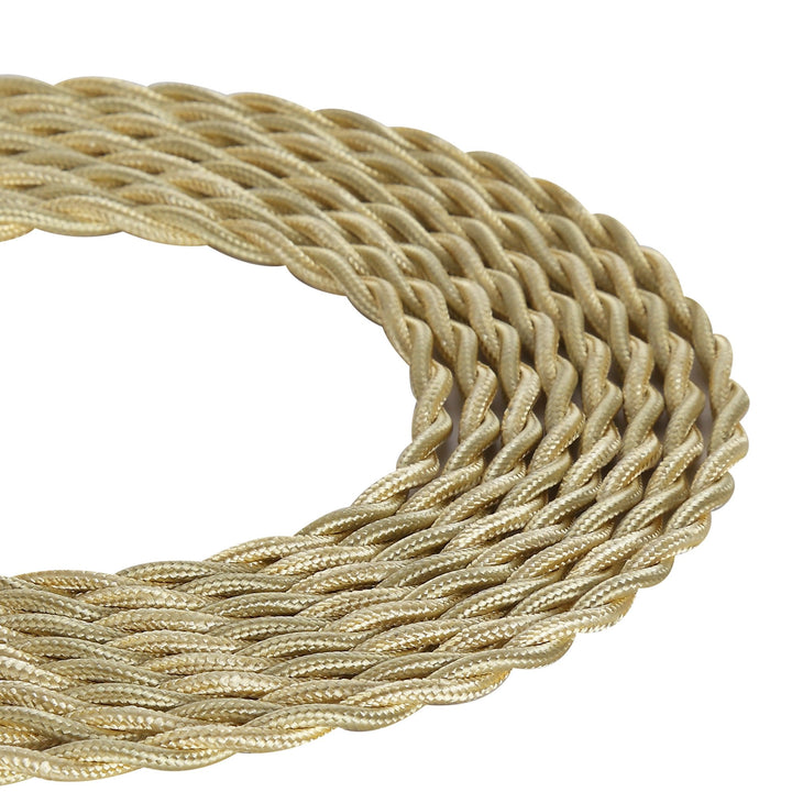 Nelson Lighting NL8096/M9 Apollo 1m Pale Gold Braided Twisted 2 Core 0.75mm Cable VDE Approved