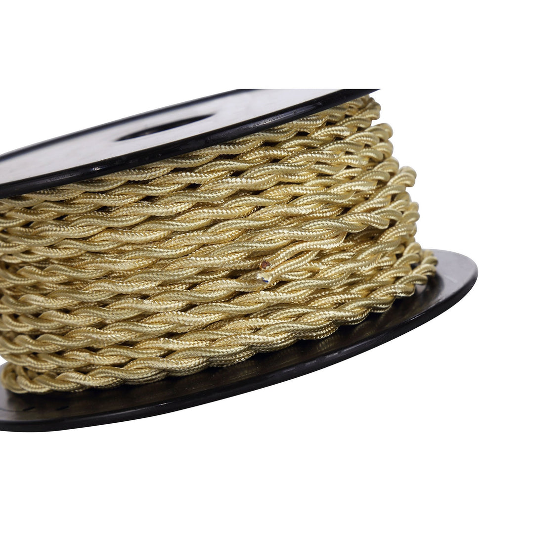 Nelson Lighting NL80969 Apollo 25m Roll Pale Gold Braided Twisted 2 Core 0.75mm Cable VDE Approved