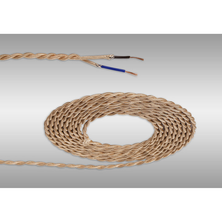 Nelson Lighting NL8098/M9 Apollo 1m Rose Gold Braided Twisted 2 Core 0.75mm Cable VDE Approved