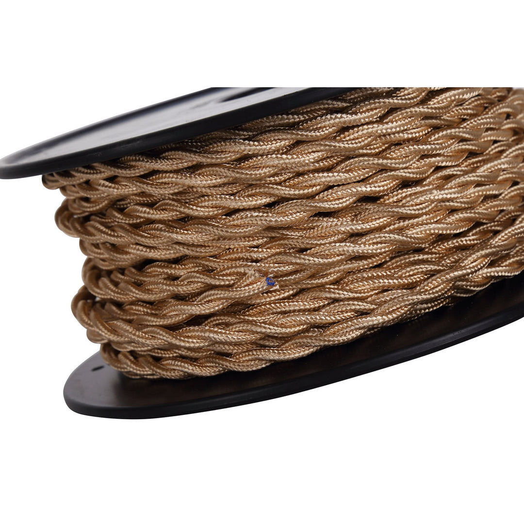 Nelson Lighting NL80989 Apollo 25m Roll Rose Gold Braided Twisted 2 Core 0.75mm Cable VDE Approved