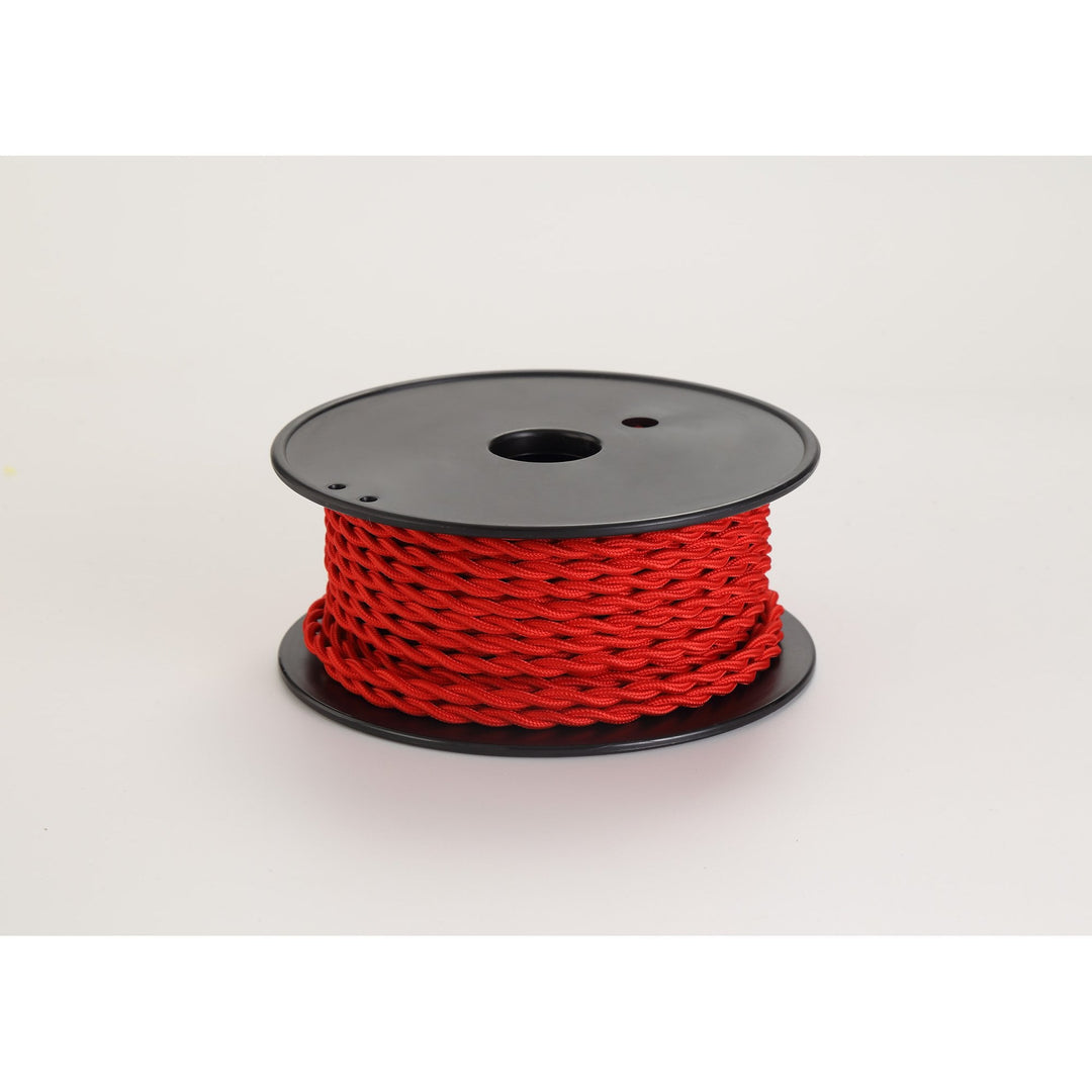 Nelson Lighting NL80999 Apollo 25m Roll Red Braided Twisted 2 Core 0.75mm Cable VDE Approved