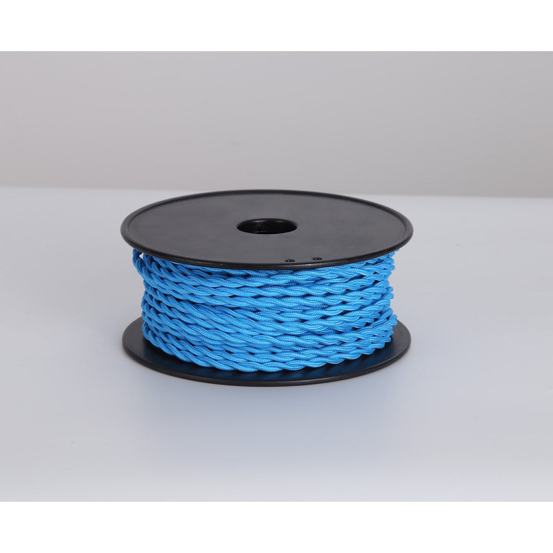 Nelson Lighting NL81009 Apollo 25m Roll Blue Braided Twisted 2 Core 0.75mm Cable VDE Approved