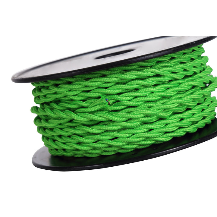 Nelson Lighting NL81019 Apollo 25m Roll Light Green Braided Twisted 2 Core 0.75mm Cable VDE Approved