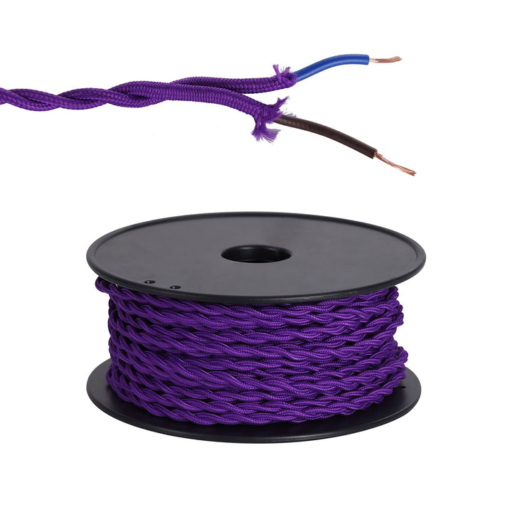 Nelson Lighting NL81029 Apollo 25m Roll Purple Braided Twisted 2 Core 0.75mm Cable VDE Approved