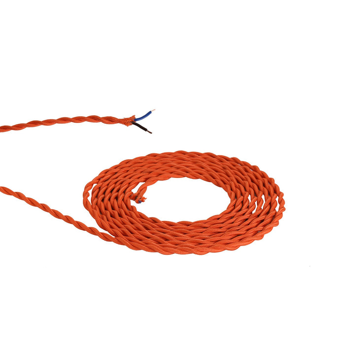 Nelson Lighting NL81039 Apollo 25m Roll Orange Braided Twisted 2 Core 0.75mm Cable VDE Approved