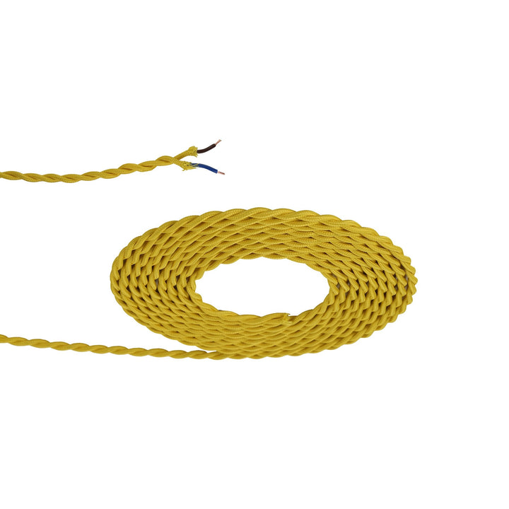 Nelson Lighting NL8104/M9 Apollo 1m Yellow Braided Twisted 2 Core 0.75mm Cable VDE Approved