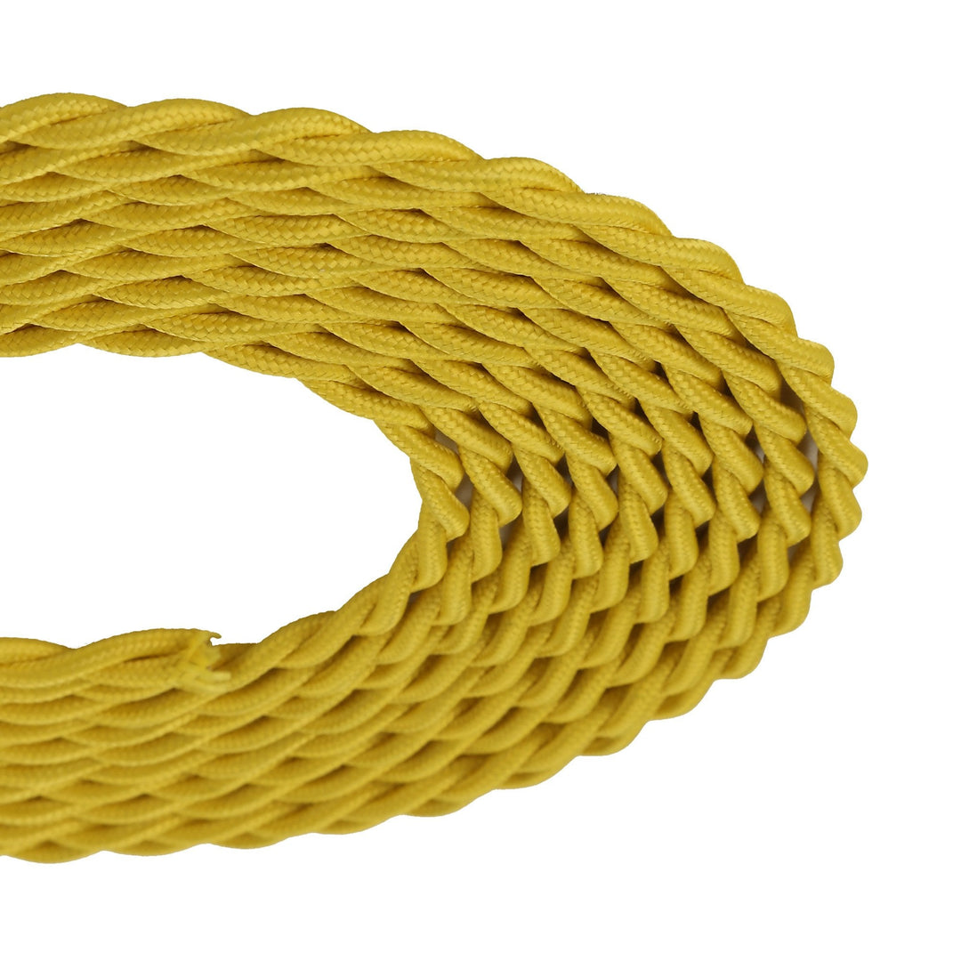 Nelson Lighting NL8104/M9 Apollo 1m Yellow Braided Twisted 2 Core 0.75mm Cable VDE Approved