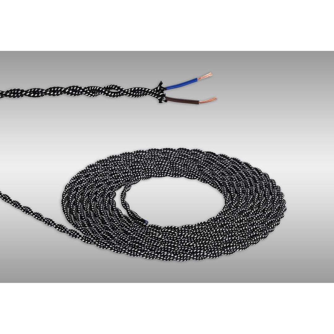 Nelson Lighting NL8107/M9 Apollo 1m Black & White Spot Braided Twisted 2 Core 0.75mm Cable VDE Approved