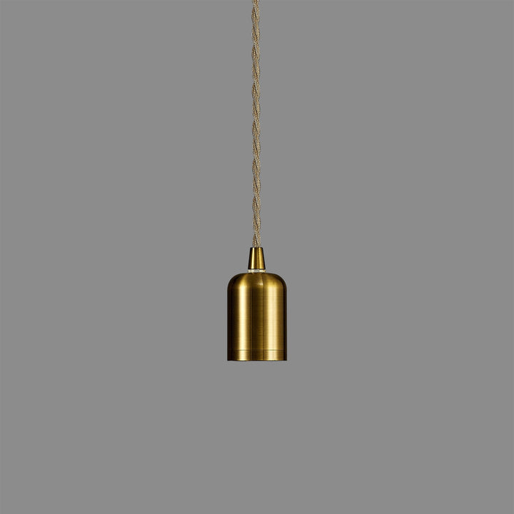 Nelson Lighting NL91429 Apollo E27 (Max 60W) Lampholder Gilt Bronze With 3m Pale Gold Braided Twisted Cable & Deeper Shade Ring