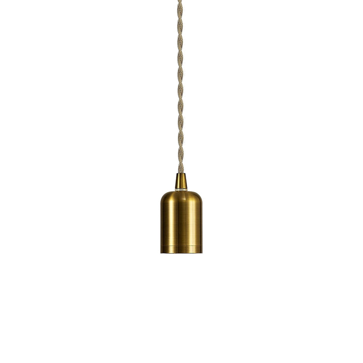 Nelson Lighting NL91429 Apollo E27 (Max 60W) Lampholder Gilt Bronze With 3m Pale Gold Braided Twisted Cable & Deeper Shade Ring