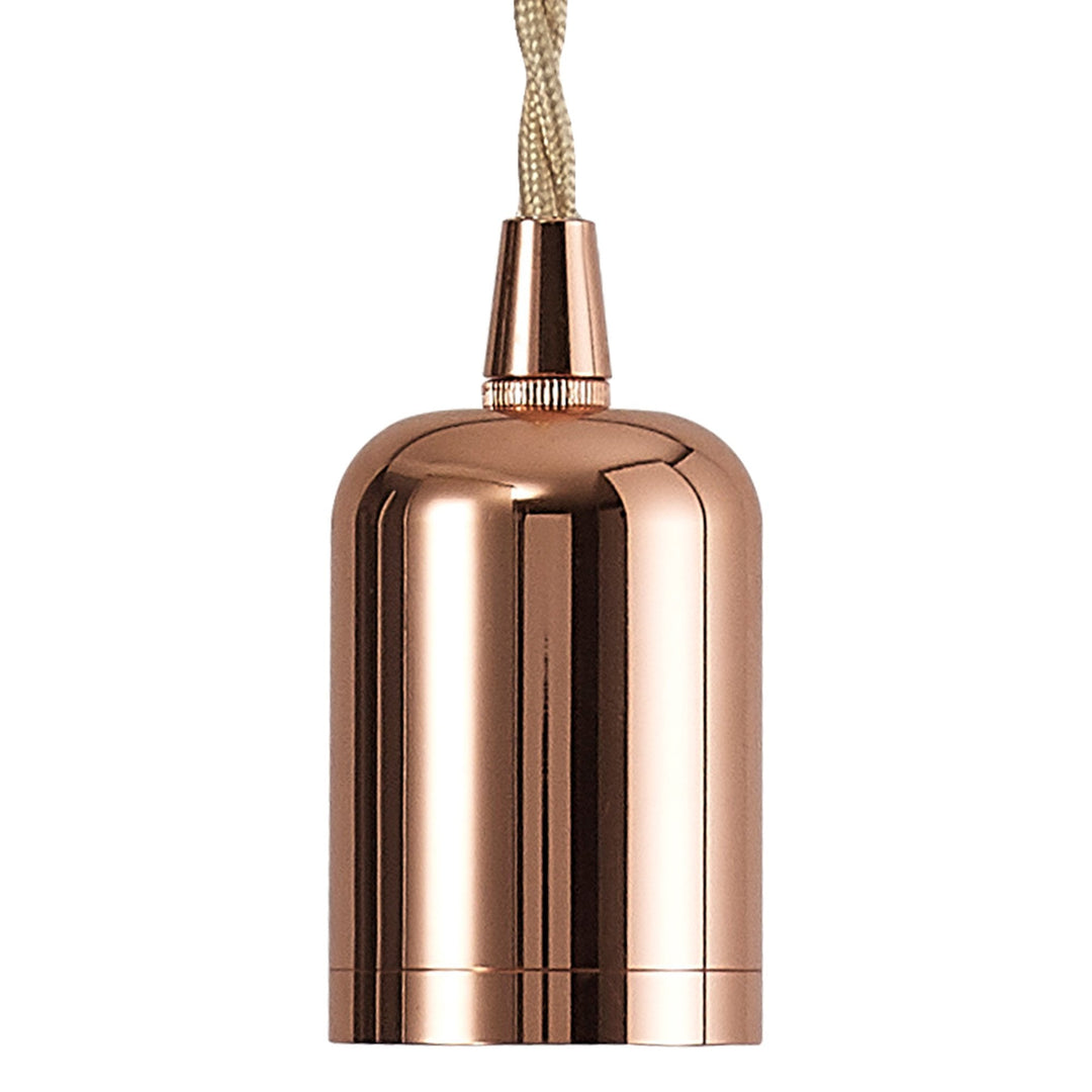 Nelson Lighting NL91439 Apollo E27 (Max 60W) Lampholder Rose Gold With 3m Rose Gold Braided Twisted Cable & Deeper Shade Ring