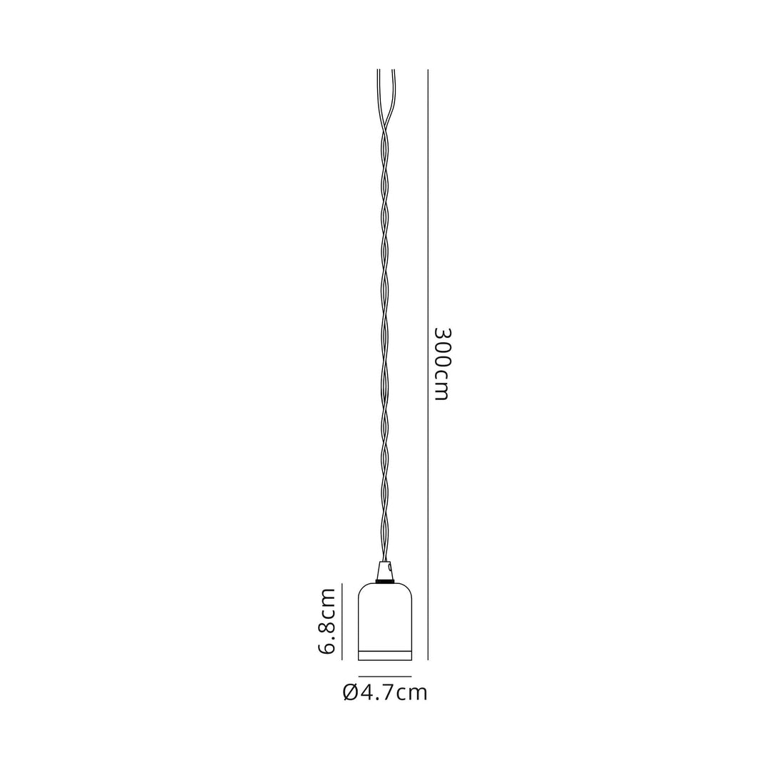 Nelson Lighting NL91479 Apollo E27 (Max 60W) Lampholder Warm Grey With 3m Grey Braided Twisted Cable & Deeper Shade Ring