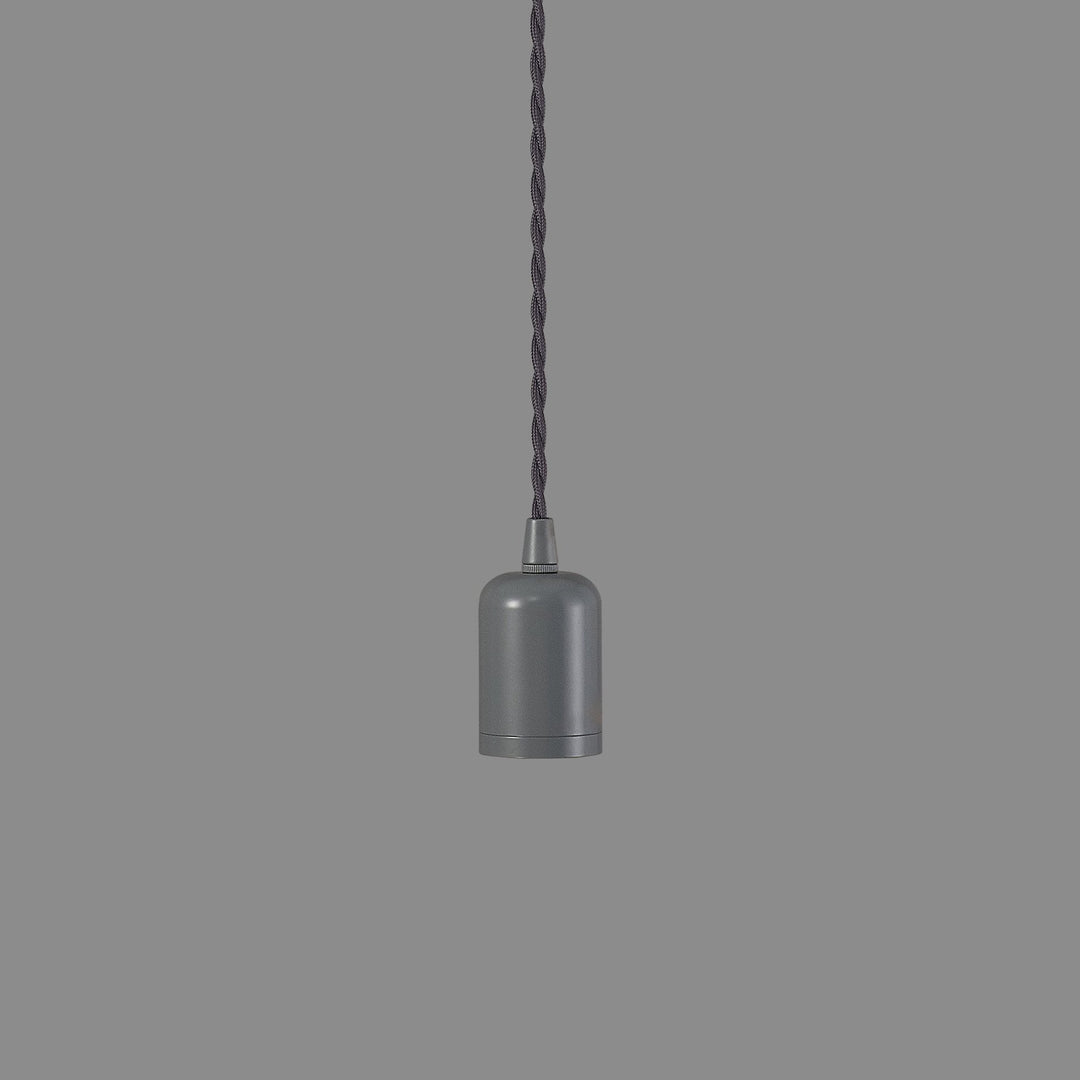 Nelson Lighting NL91479 Apollo E27 (Max 60W) Lampholder Warm Grey With 3m Grey Braided Twisted Cable & Deeper Shade Ring