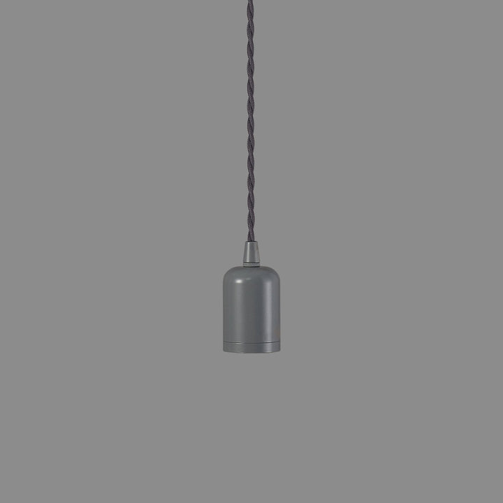 Nelson Lighting NL91479 Apollo E27 (Max 60W) Lampholder Warm Grey With 3m Grey Braided Twisted Cable & Deeper Shade Ring