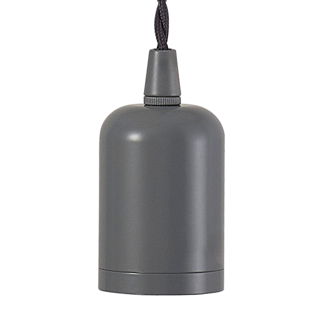 Nelson Lighting NL91479 Apollo E27 (Max 60W) Lampholder Warm Grey With 3m Grey Braided Twisted Cable & Deeper Shade Ring