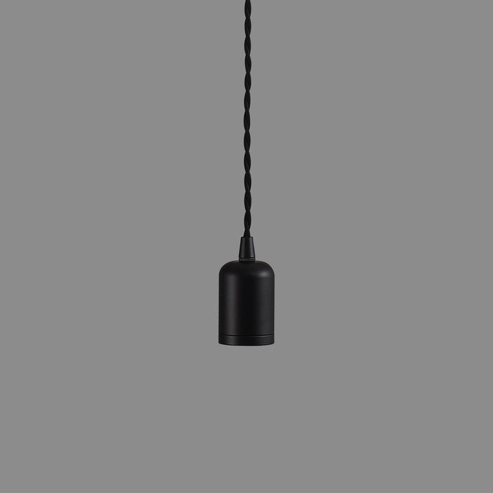 Nelson Lighting NL91489 Apollo E27 (Max 60W) Lampholder Black With 3m Black Braided Twisted Cable & Deeper Shade Ring