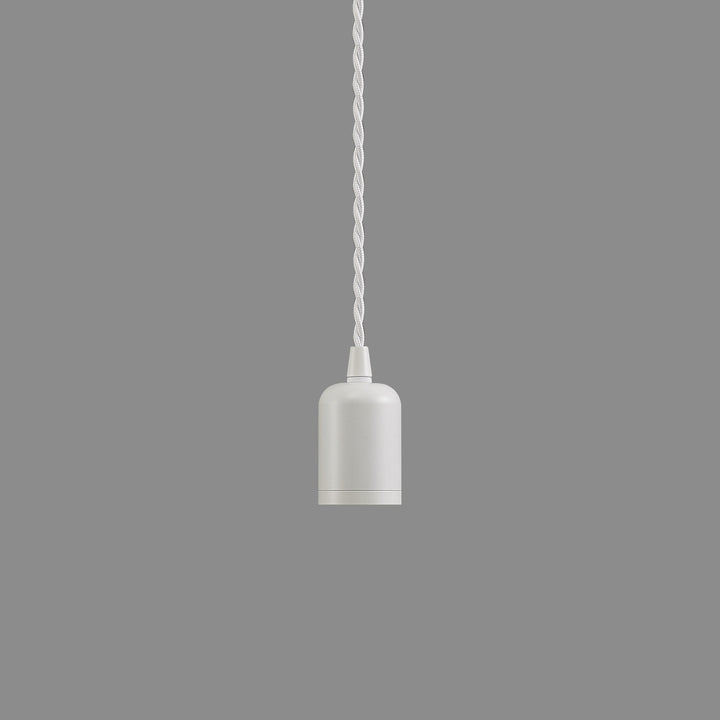 Nelson Lighting NL91499 Apollo E27 (Max 60W) Lampholder White With 3m White Braided Twisted Cable & Deeper Shade Ring