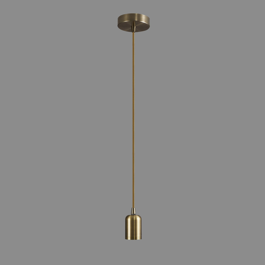 Nelson Lighting NL93609 Apollo 2m Suspension Kit 1 Light Antique Brass/2m Golden Brown Braided Cable