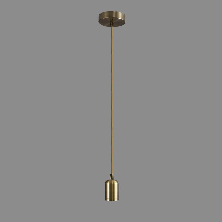 Nelson Lighting NL93609 Apollo 2m Suspension Kit 1 Light Antique Brass/2m Golden Brown Braided Cable