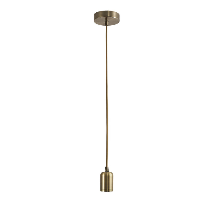 Nelson Lighting NL93609 Apollo 2m Suspension Kit 1 Light Antique Brass/2m Golden Brown Braided Cable