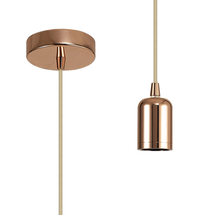 Nelson Lighting NL93629 Apollo 2m Suspension Kit 1 Light Rose Gold/Rose Gold Braided Cable