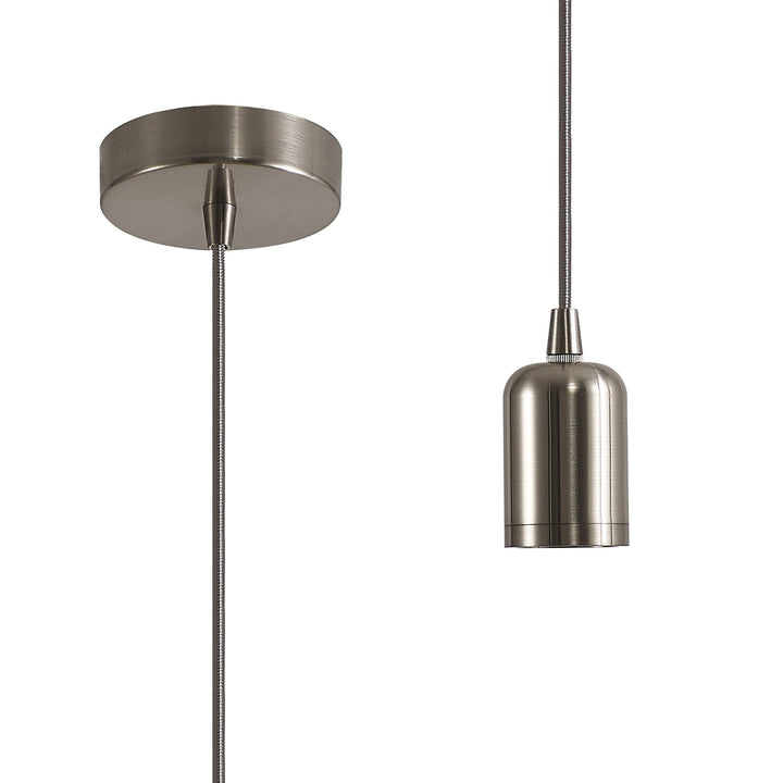 Nelson Lighting NL93649 Apollo 2m Suspension Kit 1 Light Brushed Nickel/Silver Braided Cable