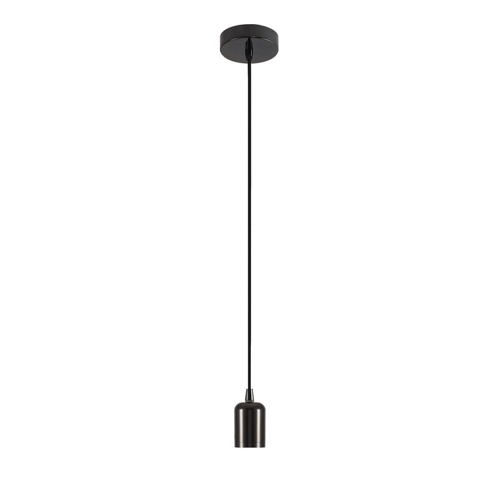 Nelson Lighting NL93659 Apollo 2m Suspension Kit 1 Light Black Chrome/Black Braided Cable