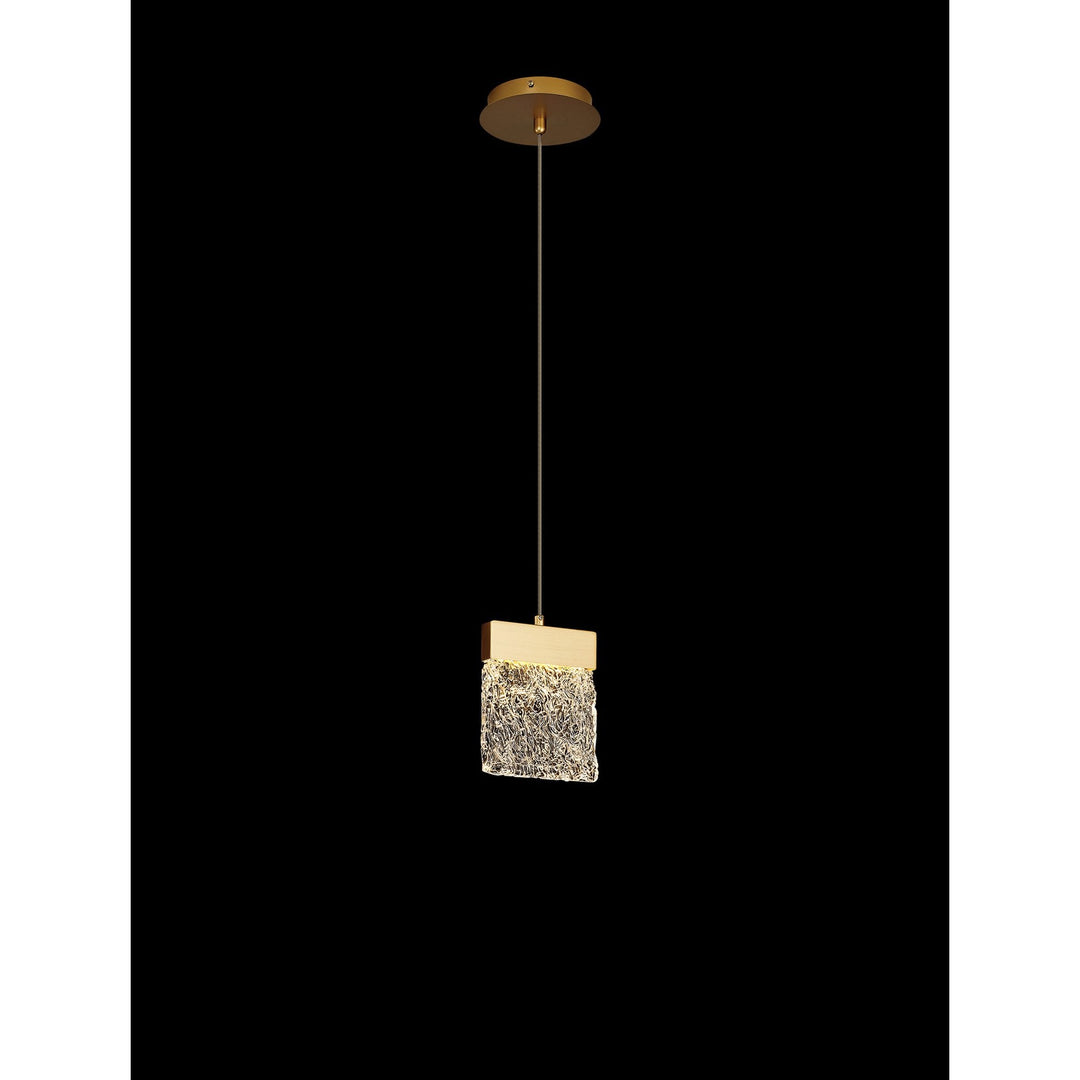 Nelson Lighting NL92519 Bartoo 1 LED Small Pendant Painted Brushed Gold Clear