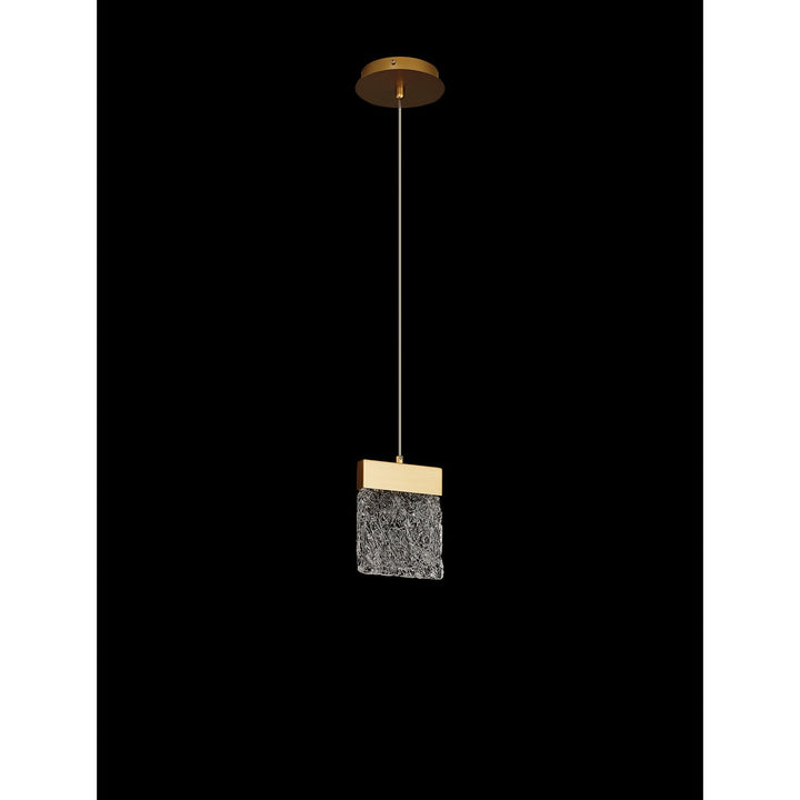 Nelson Lighting NL92519 Bartoo 1 LED Small Pendant Painted Brushed Gold Clear