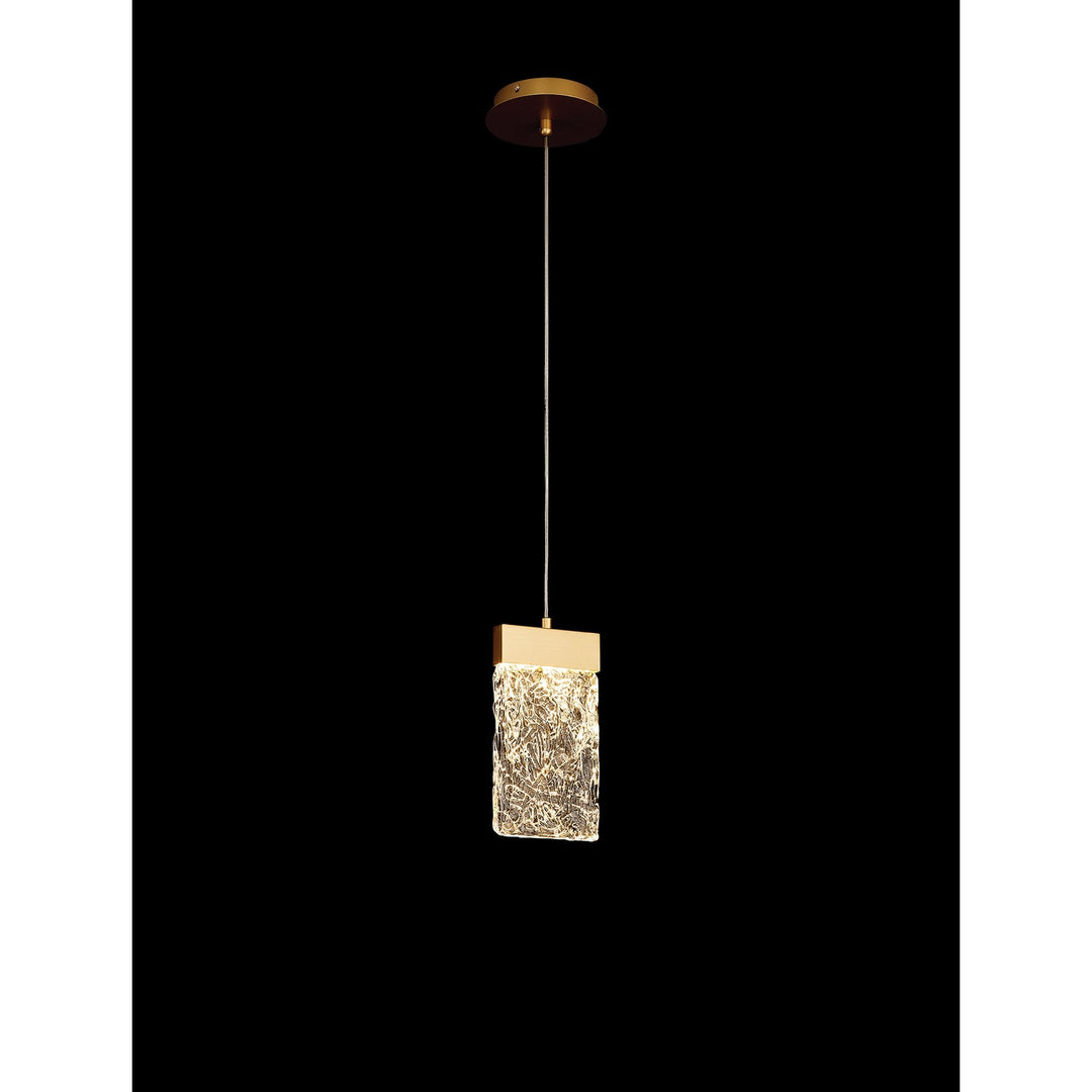 Nelson Lighting NL92529 Bartoo 1 LED Medium Pendant Painted Brushed Gold Clear