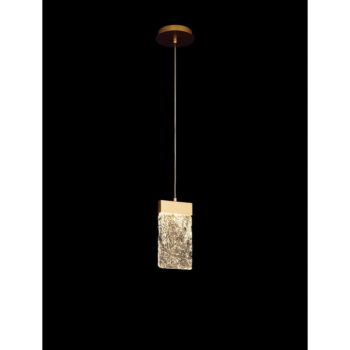 Nelson Lighting NL92529 Bartoo 1 LED Medium Pendant Painted Brushed Gold Clear