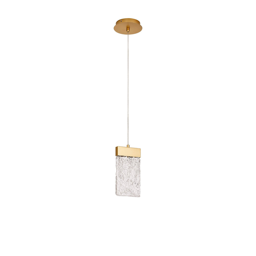 Nelson Lighting NL92529 Bartoo 1 LED Medium Pendant Painted Brushed Gold Clear