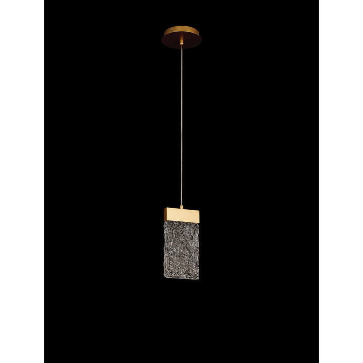 Nelson Lighting NL92529 Bartoo 1 LED Medium Pendant Painted Brushed Gold Clear