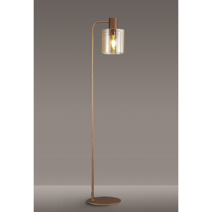 Nelson Lighting NL73089 Tokyo 1 Light Floor Lamp Mocha Polished Chrome