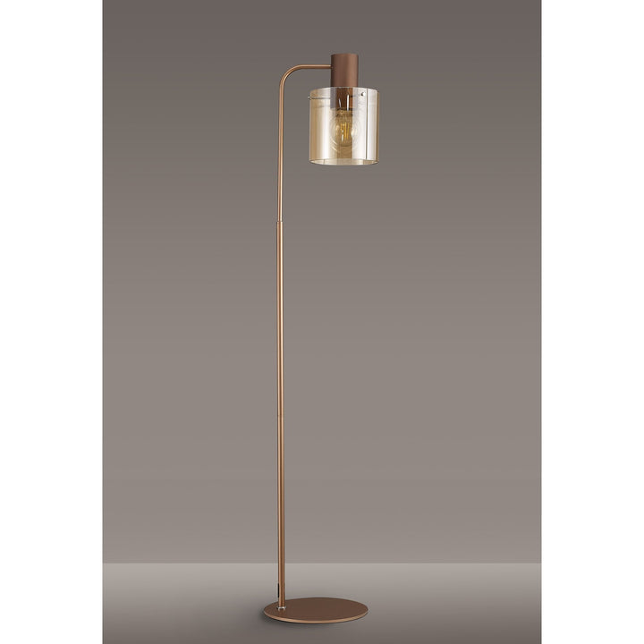 Nelson Lighting NL73089 Tokyo 1 Light Floor Lamp Mocha Polished Chrome