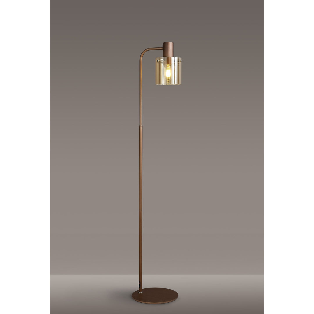 Nelson Lighting NL91629 Tokyo 1 Light Floor Lamp Mocha Polished Chrome