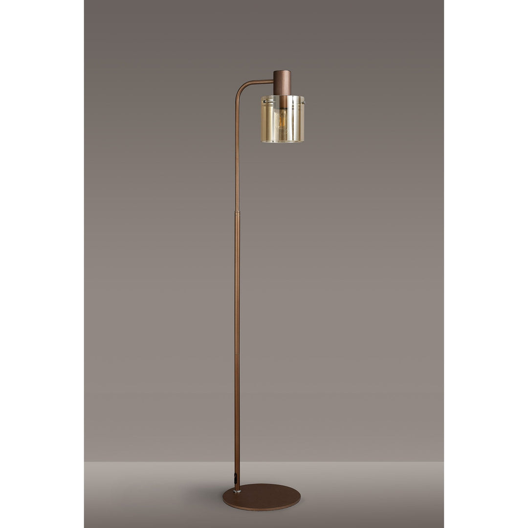 Nelson Lighting NL91629 Tokyo 1 Light Floor Lamp Mocha Polished Chrome