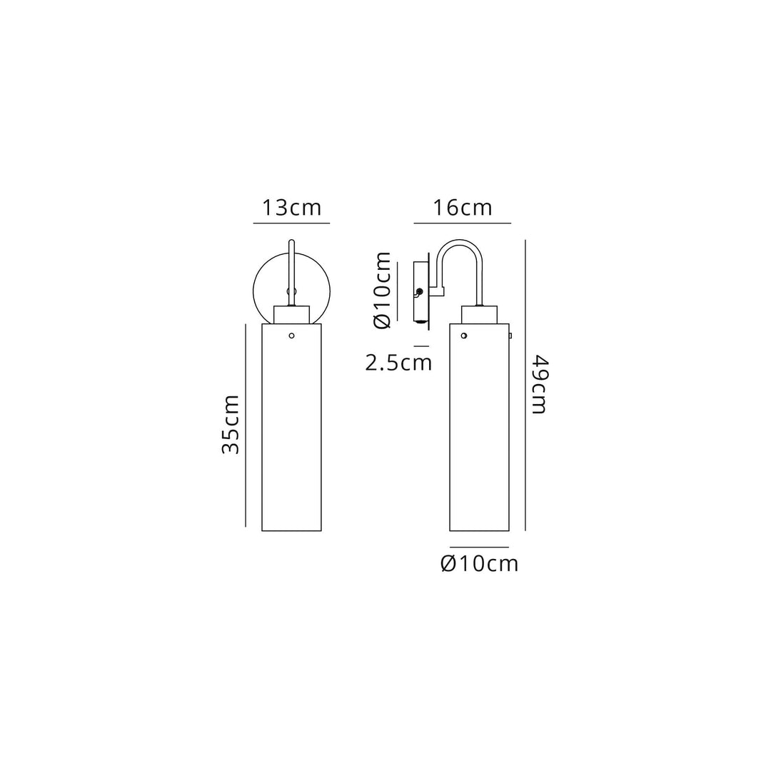 Nelson Lighting NL91639 Blade Slim 1 Light Wall Light Mocha Polished Chrome