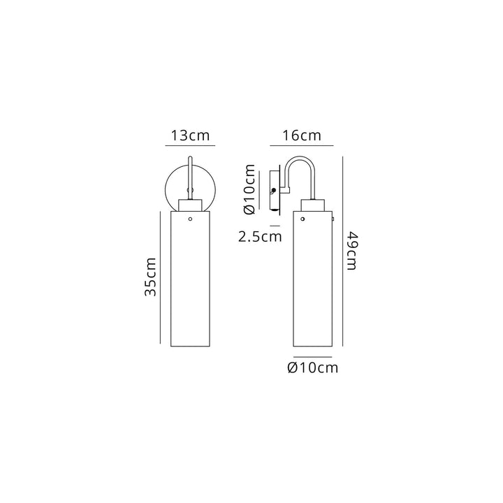 Nelson Lighting NL91639 Blade Slim 1 Light Wall Light Mocha Polished Chrome