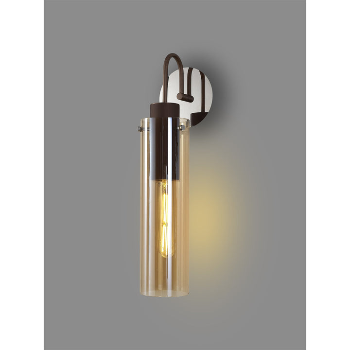 Nelson Lighting NL91639 Blade Slim 1 Light Wall Light Mocha Polished Chrome