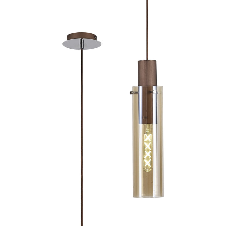 Nelson Lighting NL91649 Blade Slim 1 Light Pendant Mocha Polished Chrome