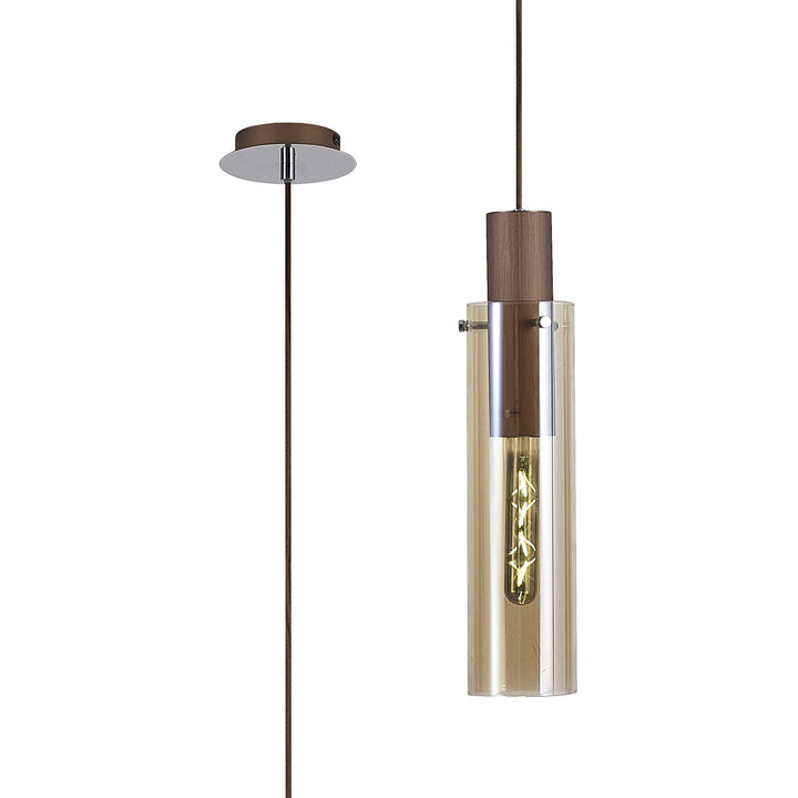 Nelson Lighting NL91649 Blade Slim 1 Light Pendant Mocha Polished Chrome