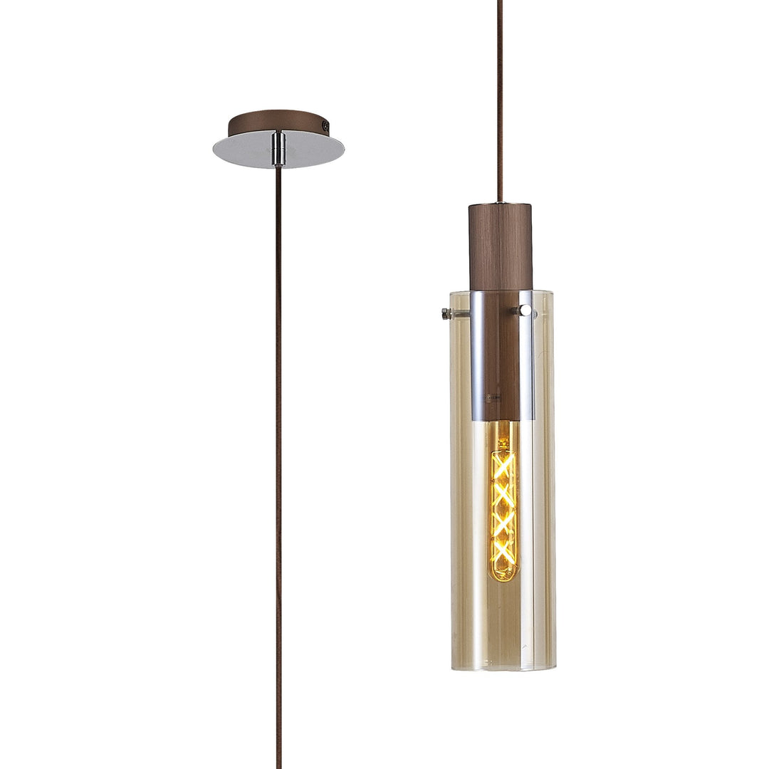 Nelson Lighting NL91649 Blade Slim 1 Light Pendant Mocha Polished Chrome